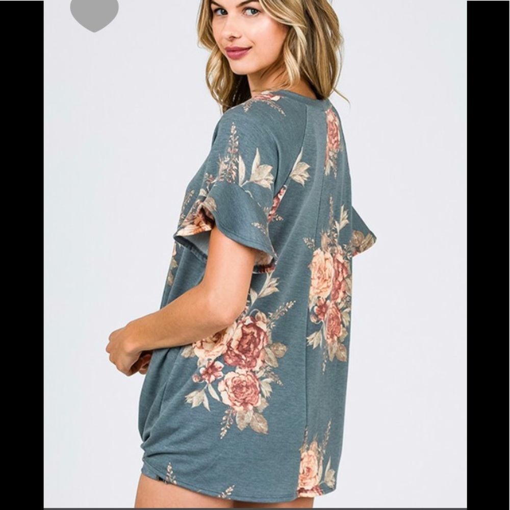 Chambray multi floral tie top ( 3 LEFT ) - Picture 2 of 2